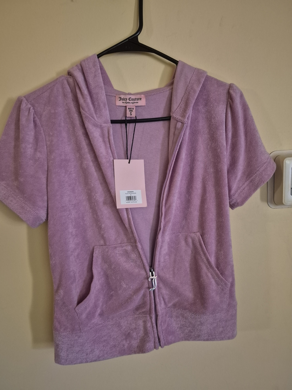 Juicy Couture Velour Short-Sleeve Zip Hoodie Jacket Small NWT